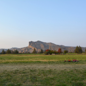 View of Smith Rock from a nearby farm